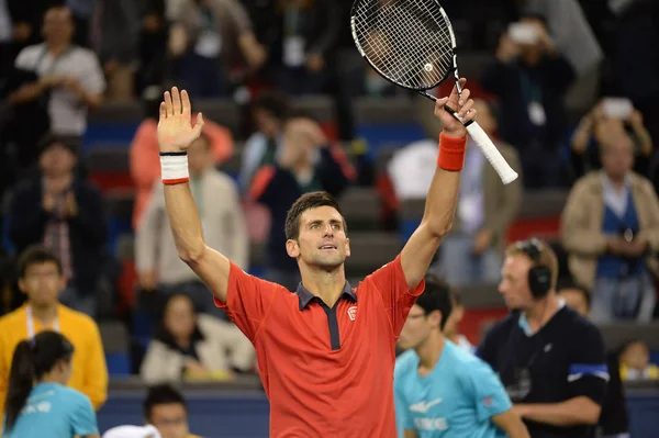 Novak Djokovic Sérvia Reage Após Derrotar Andy Murray Grã Bretanha — Fotografia de Stock