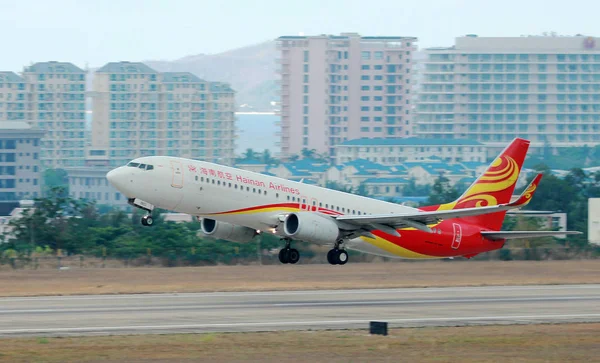 Repülőgép Hainan Airlines Hna Group Veszi Sanya Phoenix International Airport — Stock Fotó