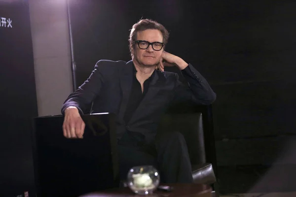 Actor Inglés Colin Firth Aparece Una Entrevista Para Promocionar Nueva — Foto de Stock