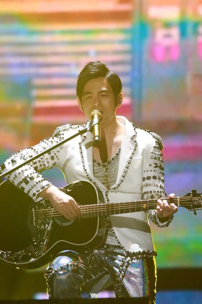 Jay Chou Tajvani Énekes Végez Shenyang Koncert Alatt Opus Jay — Stock Fotó