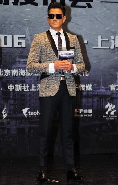 Cantor Ator Hong Kong Aaron Kwok Participa Uma Conferência Imprensa — Fotografia de Stock