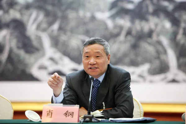 Xiao Gang Presidente Comissão Reguladora Valores Mobiliários China Csrc Fala — Fotografia de Stock