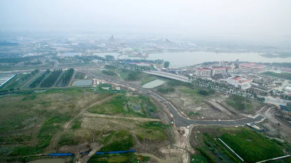 Vista Aérea Shanghai Disney Resort Construção Pudong Shanghai China Julho — Fotografia de Stock