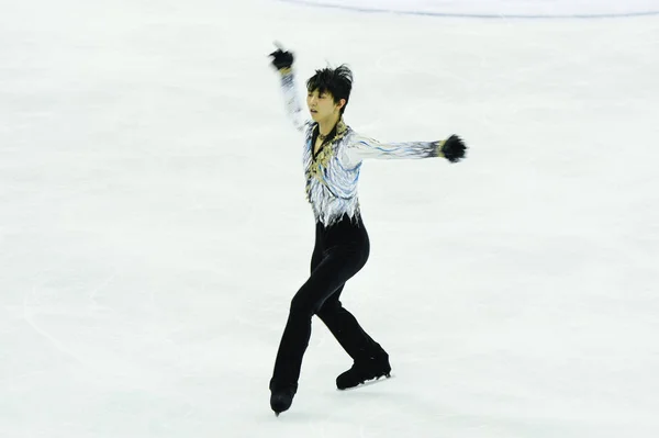 일본의 Hanyu 2015 상하이 Isu 스케이팅 선수권 2015의 스케이팅 — 스톡 사진