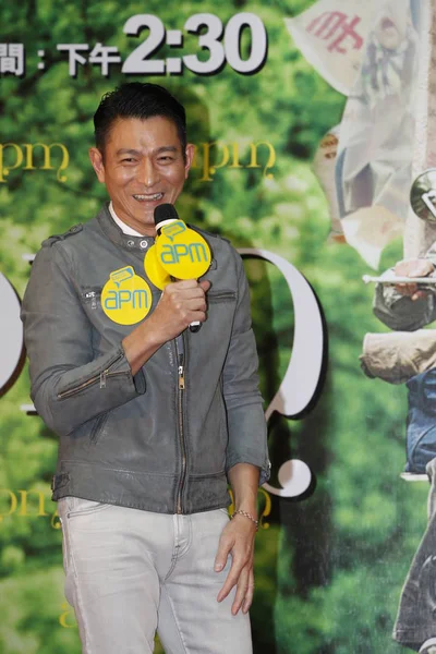 2015年3月22日 香港演员刘德华在中国香港为他的电影 失落与爱 举办的宣传活动中微笑 — 图库照片