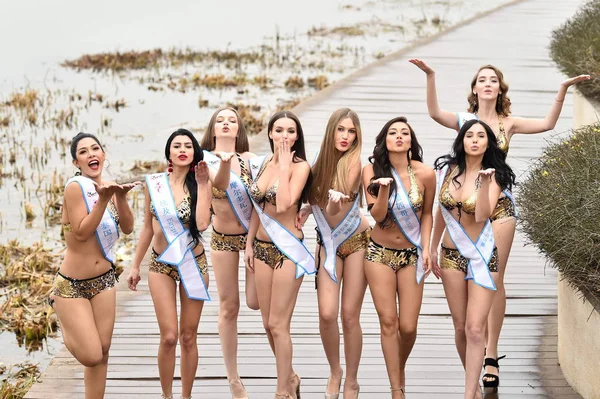 Kandidatinnen Bikinis Nehmen Januar 2019 Der Stadt Nanjing Der Ostchinesischen — Stockfoto