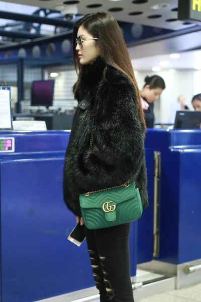 Čínský Model Sui Dorazí Pekingském Mezinárodním Letišti Pekingu Čína Ledna — Stock fotografie