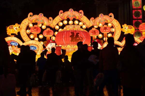 Lantern Decorations Illuminated Mark Upcoming Spring Festival Chinese New Year — Stock Photo, Image