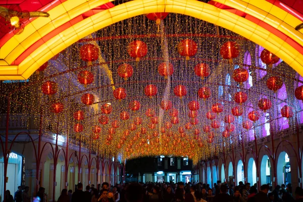 Lantern Decorations Illuminated Mark Upcoming Spring Festival Chinese New Year — Stock Photo, Image