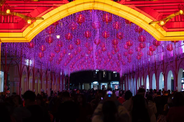 2019 日今後の春祭りやマカオ 中国の旧正月 ブタの年 をマークするランタン装飾を点灯しています — ストック写真