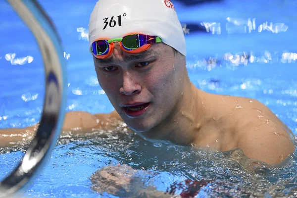 Sun Yang Fra Kina Gråter Etter Vunnet Herrenes 1500 Meter – stockfoto