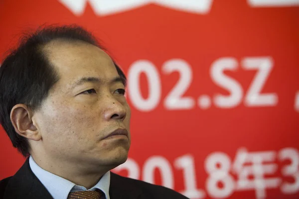 Zhu Jiusheng Verkställande Direktör Egendom Giant Vanke Sköter Presskonferens Shenzhen — Stockfoto