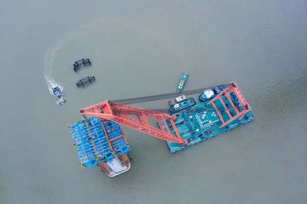 Auxiliary Pier World Longest Cable Stayed Bridge Hutong Shanghai Nantong — Stock Photo, Image