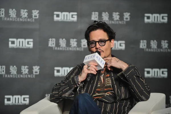 Actor Estadounidense Johnny Depp Reacciona Una Conferencia Prensa Para Película — Foto de Stock