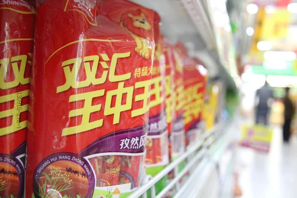 Shineway Kolbászok Shuanghui Group Most Hívott Csoport Eladó Egy Szupermarket — Stock Fotó