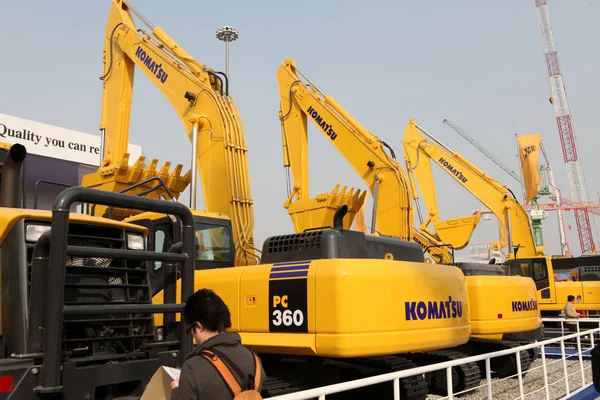 Bagger Von Komatsu Ltd Werden Während Einer Ausstellung Shanghai China — Stockfoto