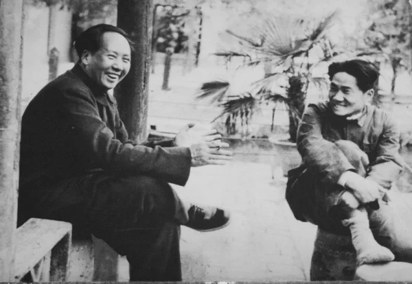 Kép Azt Mutatja Képeket Mao Zedong Bal Alapító Apja Kína — Stock Fotó