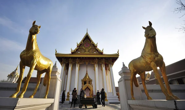 Las Esculturas Caballos Representan Ante Templo Budista Estilo Tailandés Dentro —  Fotos de Stock