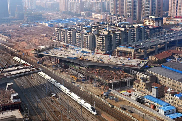 Een Crh China Railway High Speed Bullet Trein Passeert Onder — Stockfoto