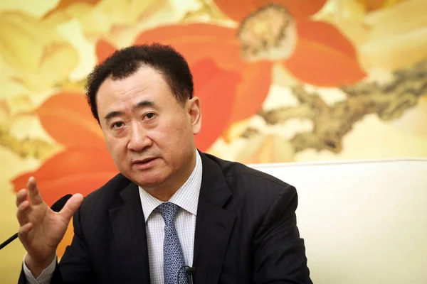 Wang Jianlin Presidente Wanda Group Responde Una Pregunta Durante Una —  Fotos de Stock