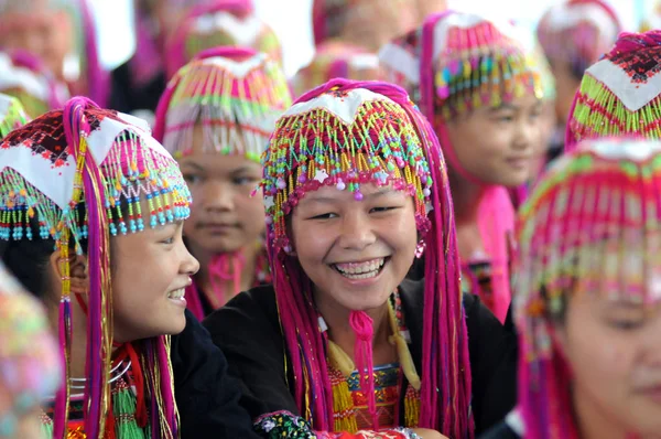 Flickor Yao Etniska Minoritet Avbildas Leende Shangsi County Södra Chinas — Stockfoto