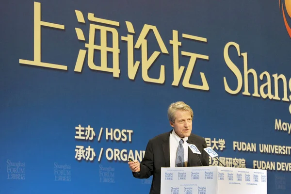 Economista Estadounidense Premio Nobel 2013 Robert Shiller Habla Shanghai Forum — Foto de Stock