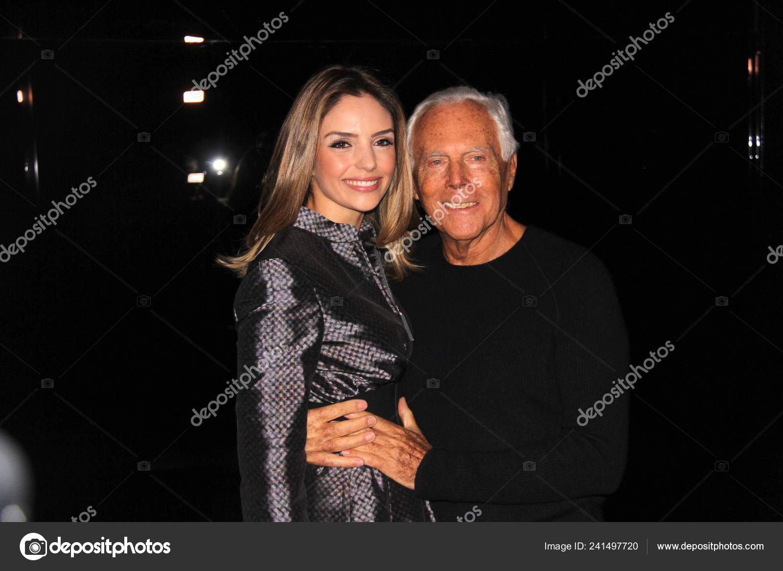 Fashion Designer Giorgio Armani Right Poses Guest Emporio Armani