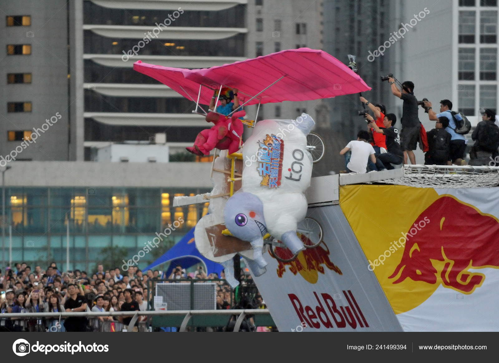 Участник Летит Собственном Самолете Время Red Bull Flugtag.