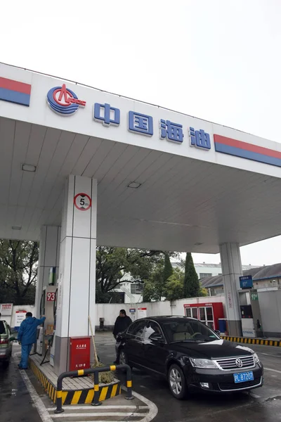 Vista Posto Gasolina Cnooc China National Offshore Oil Corporation Xangai — Fotografia de Stock