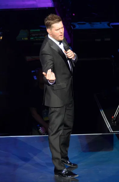 Cantante Canadiense Michael Buble Actúa Concierto Shanghái China Enero 2015 — Foto de Stock