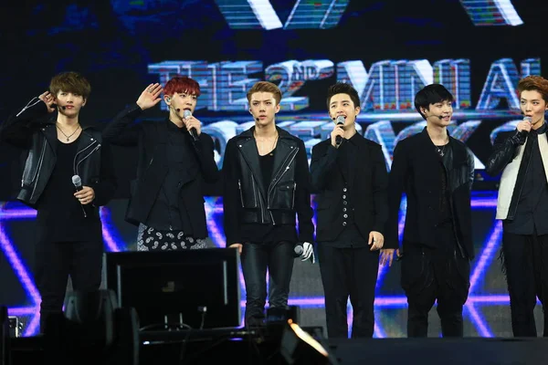 Membros Grupo Masculino Sul Coreano Chinês Exo Participam Comeback Show — Fotografia de Stock