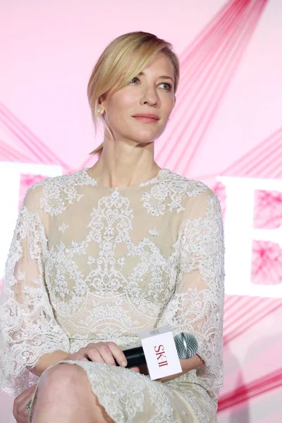 Actriz Australiana Cate Blanchett Asiste Evento Promocional Marca Belleza Shanghai —  Fotos de Stock