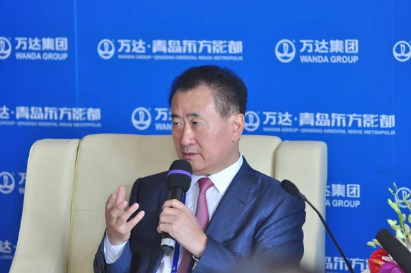 Wang Jianlin Chairman Dalian Wanda Group Speaks Press Conference Launch — Stock Photo, Image