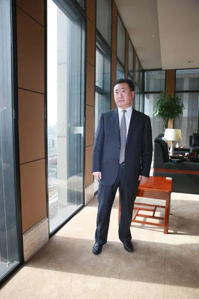 Wang Jianlin Presidente Wanda Group Responde Una Pregunta Durante Una —  Fotos de Stock