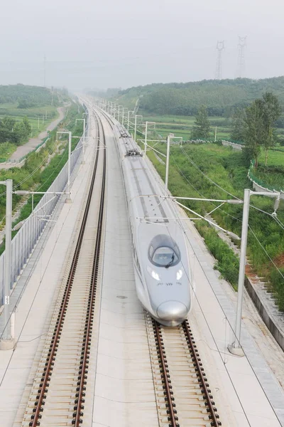 Crh China Railways Höghastighetståg Tåget Färdas Jinghu Beijingcshanghai Höghastighetståg Chuzhou — Stockfoto