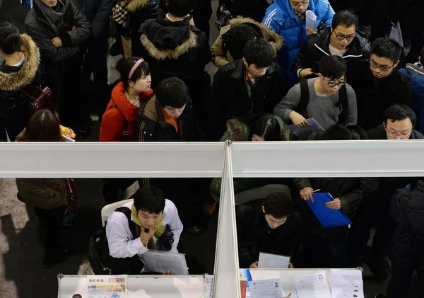 Cabinas Multitudinarias Cazadores Empleo Durante Una Feria Empleo Shanghai China — Foto de Stock