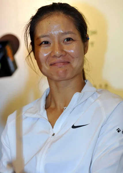 Chinese Tennis Player Smiles Press Conference 2Nd Annual Bnp Paribas — Stock Photo, Image