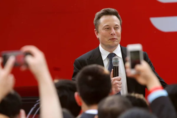Elon Moschus Ceo Tesla Motors Inc Spricht Während Einer Feierlichen — Stockfoto