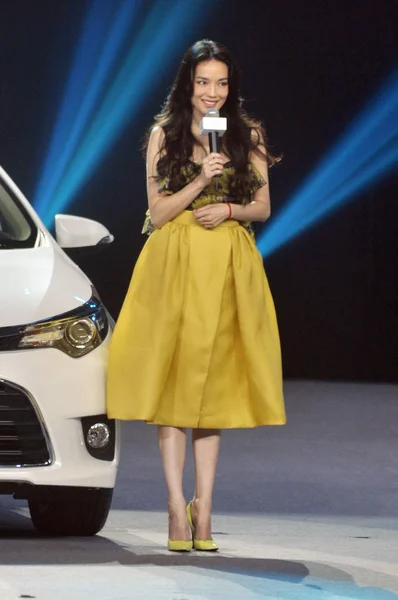 Taiwanese Actress Model Shu Speaks Launch Event Toyota Levin Sedan — Stock Photo, Image