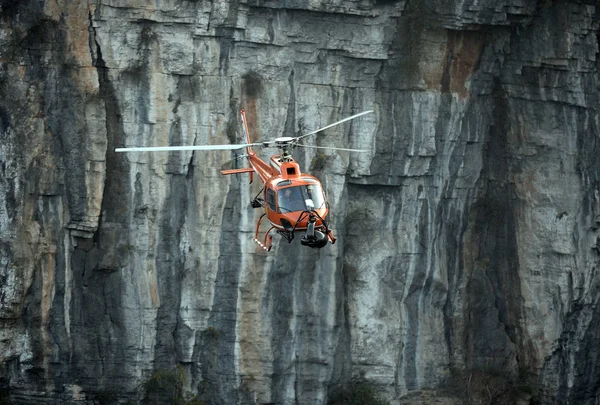 Helikopter Repül Film Jelenetek Film Transzformátorok Forgatás Munkamenet Során Kor — Stock Fotó