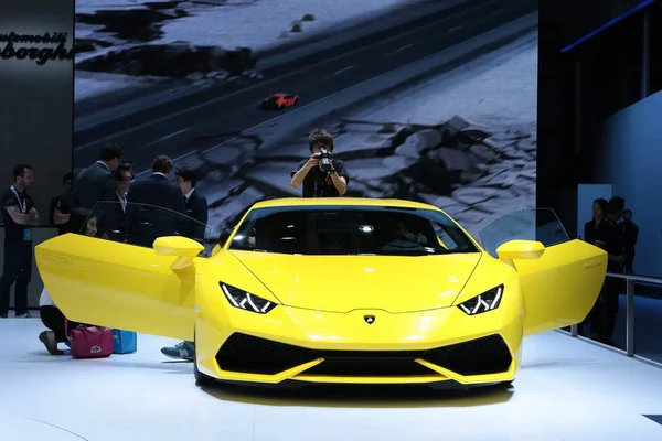 Lamborghini Huracan Lp610 Exhibición Durante 13ª Exposición Internacional Automóviles Beijing —  Fotos de Stock