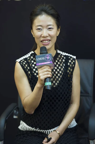 Čínský Krasobruslař Shen Xue Hovoří Tiskové Konferenci Artistry Ice Peking — Stock fotografie