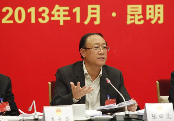 Zhang Tianxin Então Secretário Comitê Partido Municipal Kunming Fala Uma — Fotografia de Stock