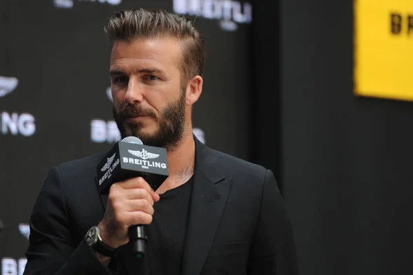 David Beckham Superestrella Del Fútbol Inglés Asiste Una Conferencia Prensa — Foto de Stock