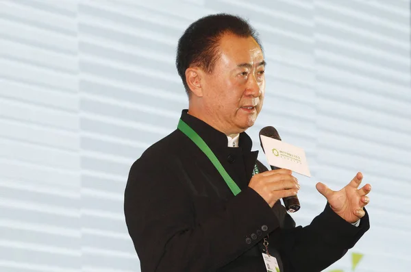 Wang Jianlin Voorzitter Van Dalian Wanda Group Spreekt Jaarlijkse Top — Stockfoto