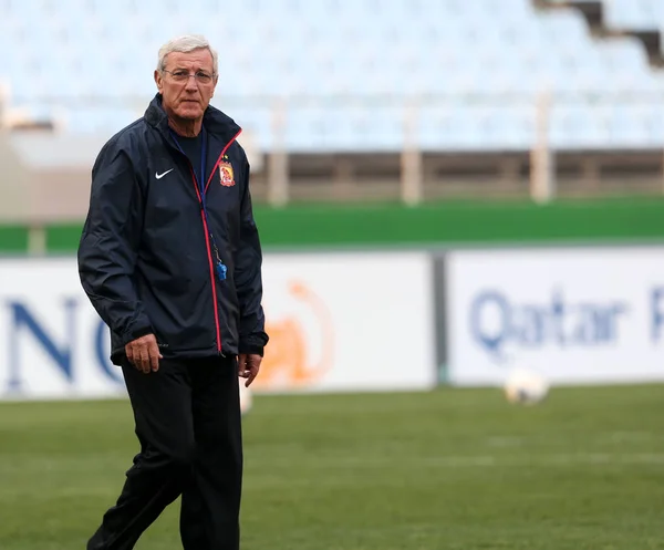 Hoofdcoach Marcello Lippi Van Chinas Guangzhou Evergrande Nemen Delen Een — Stockfoto