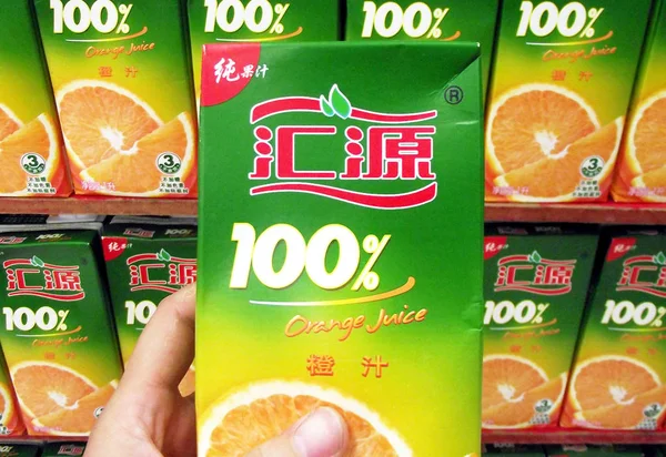 Zákaznický Džus Pro Karton Pomerančového Džusu Huiyuan Supermarketu Changzhou Provincii — Stock fotografie