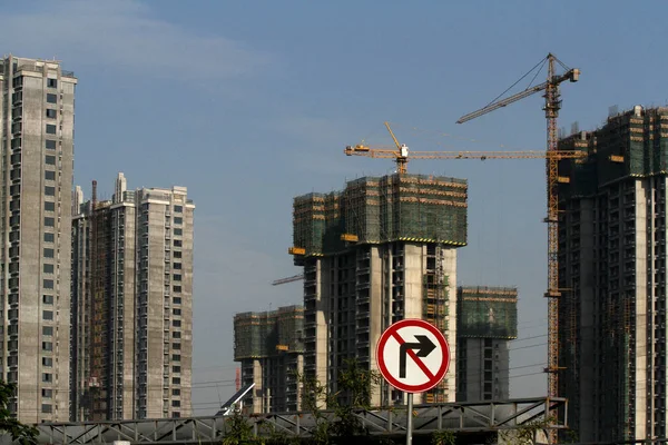 Nieuwe Hoogbouw Residentiële Flatgebouwen Zijn Aanbouw Huaian City East Chinas — Stockfoto
