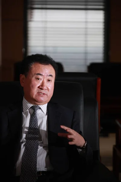 Wang Jianlin Presidente Dalian Wanda Group Habla Durante Una Entrevista —  Fotos de Stock