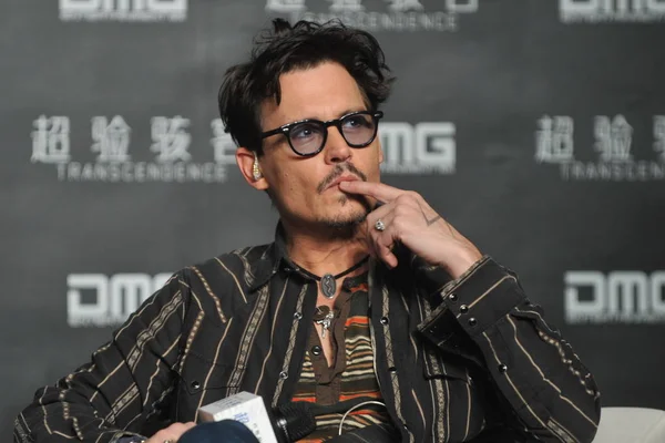 American Actor Johnny Depp Attends Press Conference His Movie Transcendence — Stock Photo, Image